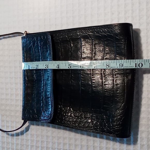 Vintage Croc Embossed Black Leather Shoulder Bag Made in Italy - Picture 9 of 13